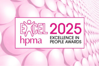 Pink background colour with text reading 'EXCEL hpma 2025 EXCELLENCE IN PEOPLE AWARDS'