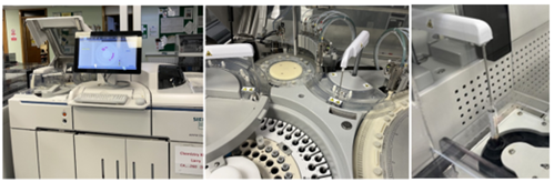 Picture of one of our Siemens Advia Chemistry XPT analysers at Warrington and Halton Teaching Hospitals Foundation Trust.