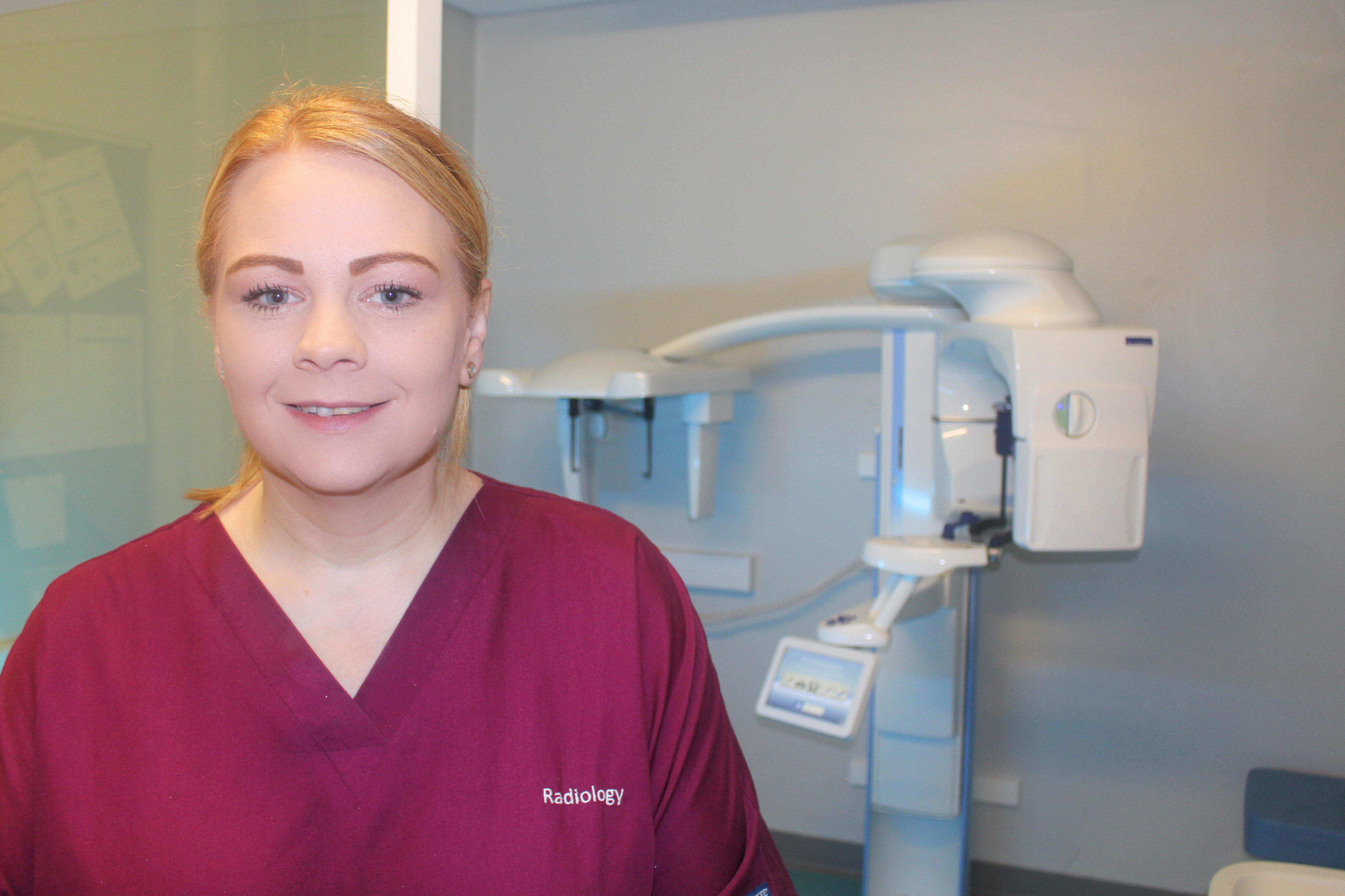 Kirsty Watts, Deputy Principal Radiographer at WHH, with the scanner 